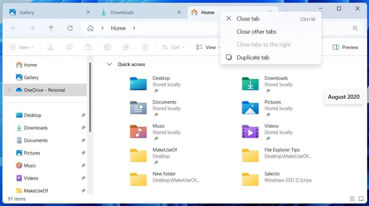 File Explorer trên Windows 11 với tính năng tab đa nhiệm tiện lợi