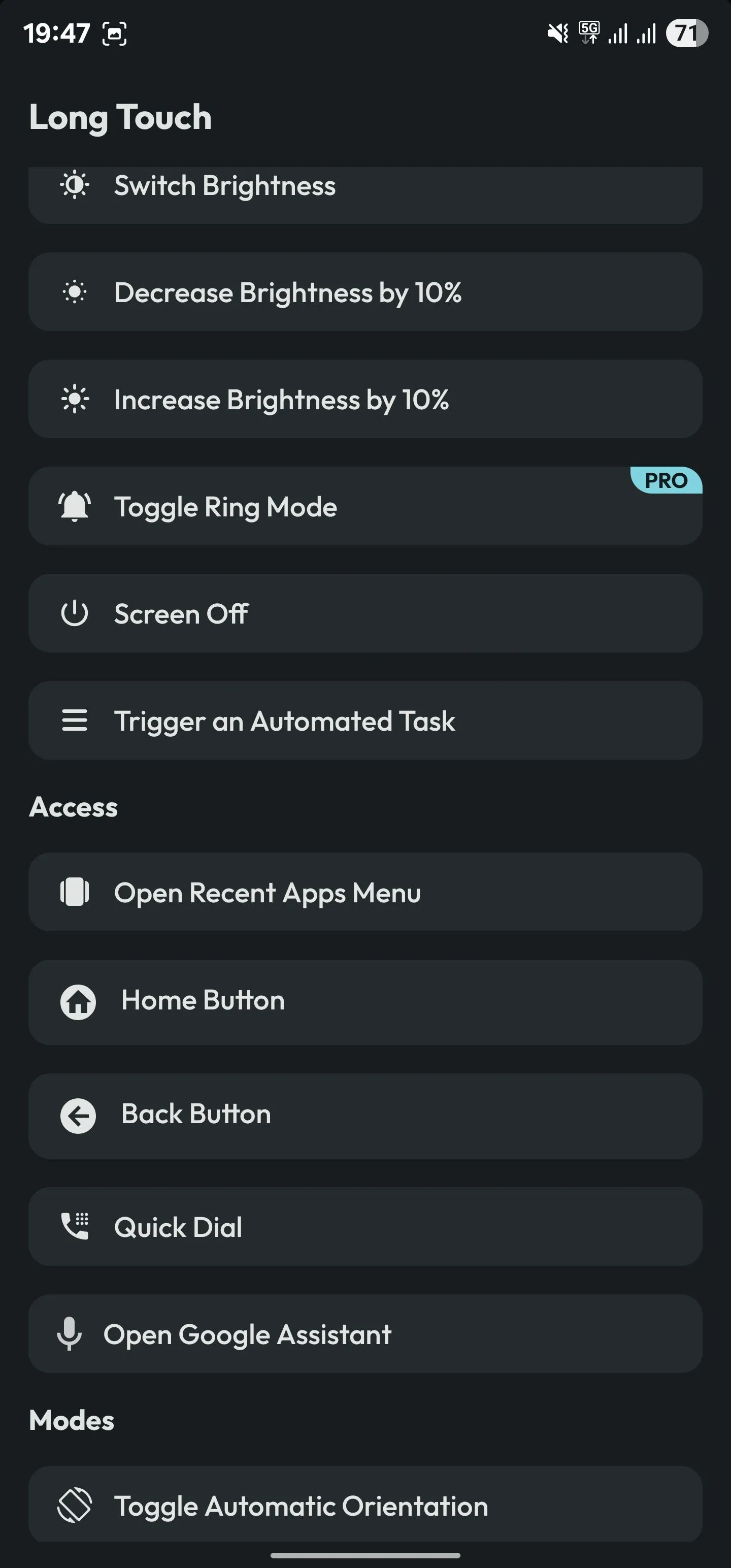 Gán cử chỉ Long Touch để kích hoạt tác vụ tự động trong Action Notch