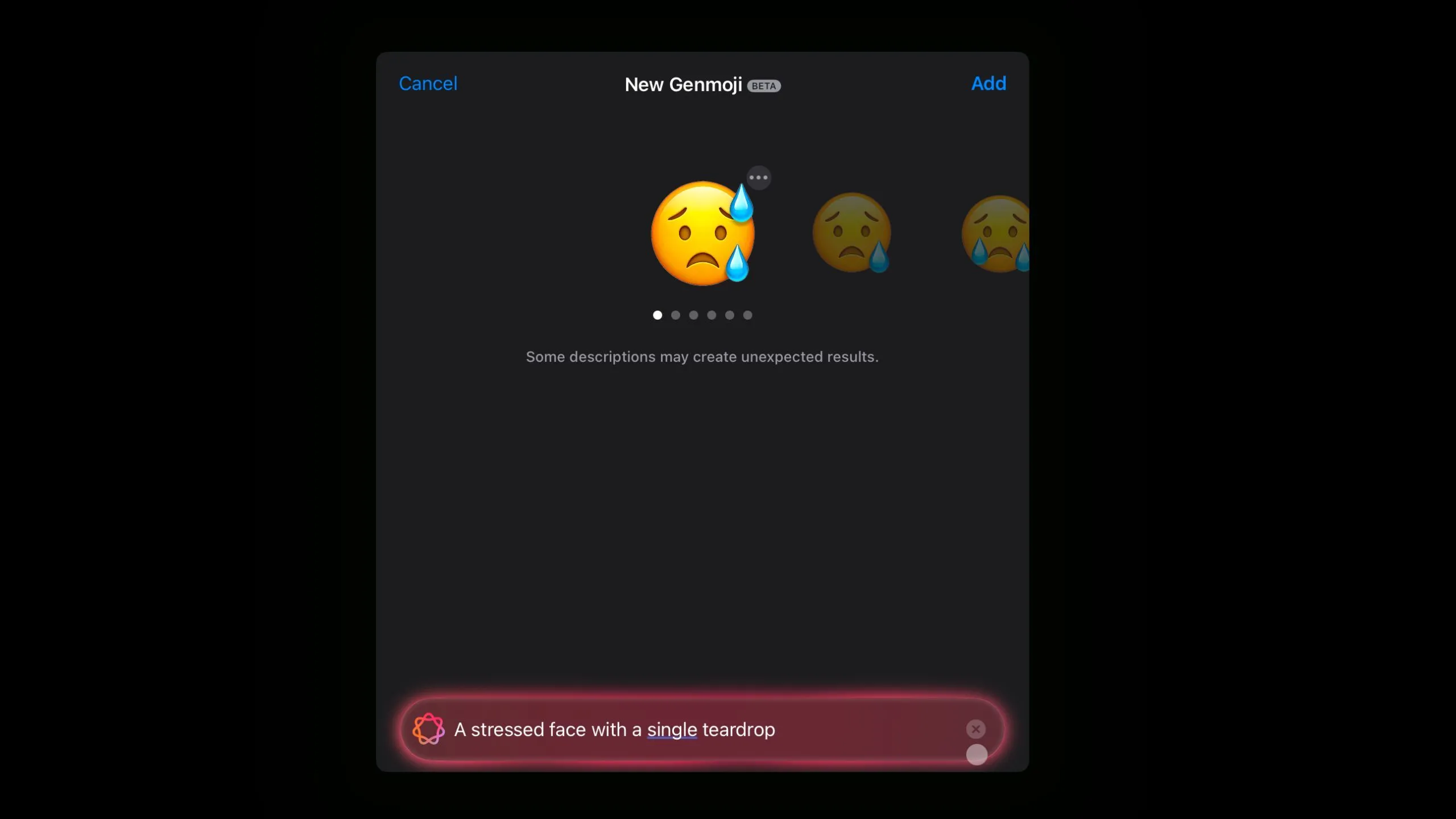 Genmoji bỏ qua yêu cầu &quot;một giọt nước mắt&quot;, tạo mặt căng thẳng với hai giọt nước mắt