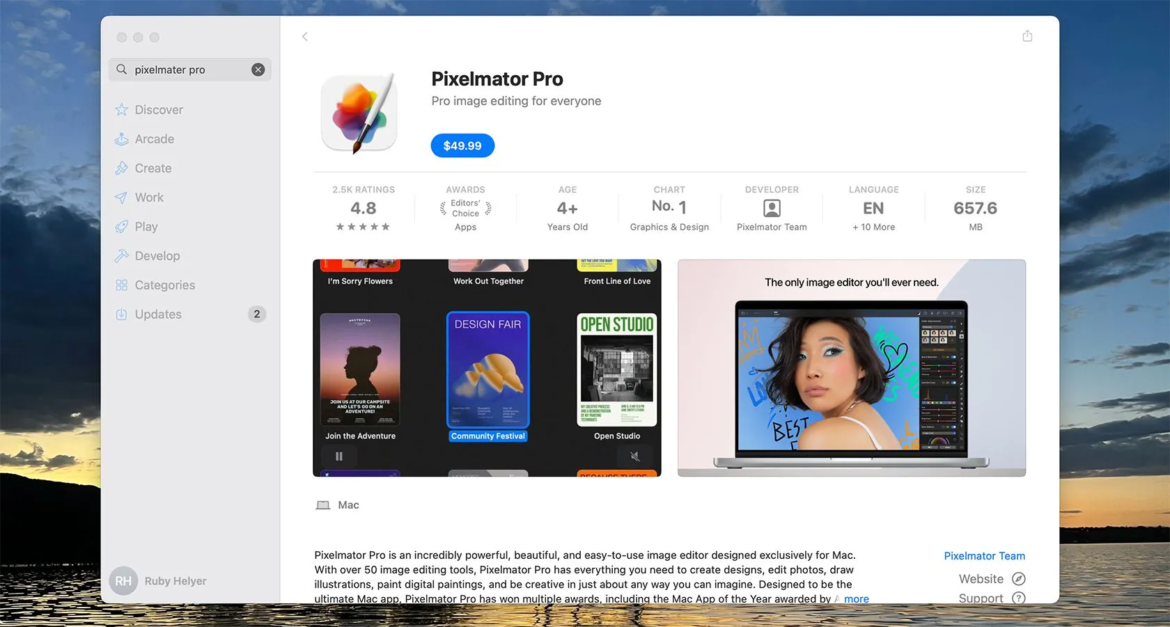 Giá phần mềm Pixelmator Pro trên App Store