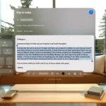 Giao diện Apple Intelligence với các tính năng Writing Tools trên kính Apple Vision Pro.