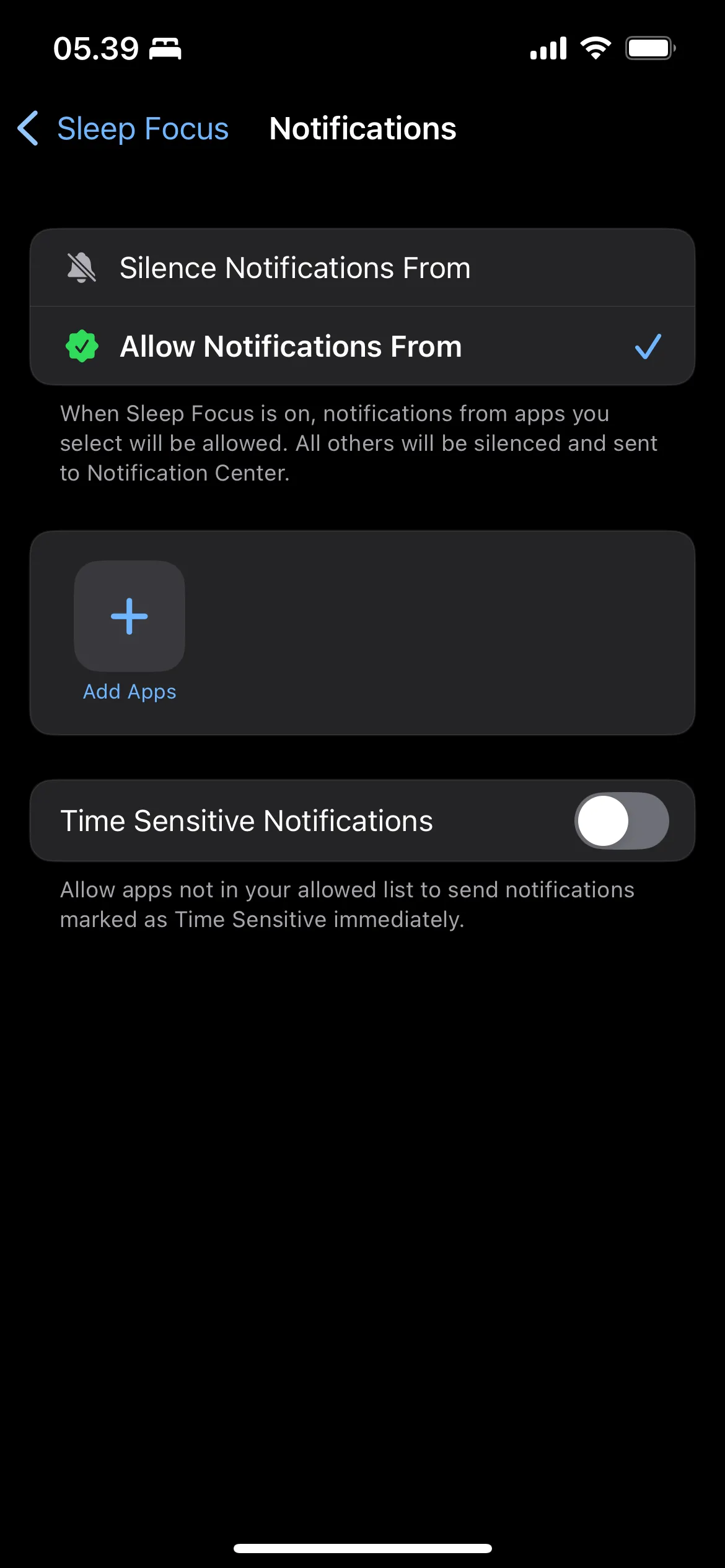 Giao diện cài đặt Chế độ Ngủ (Sleep Mode) trên iPhone, cho phép tùy chỉnh thời gian và thông báo để tối ưu giấc ngủ.