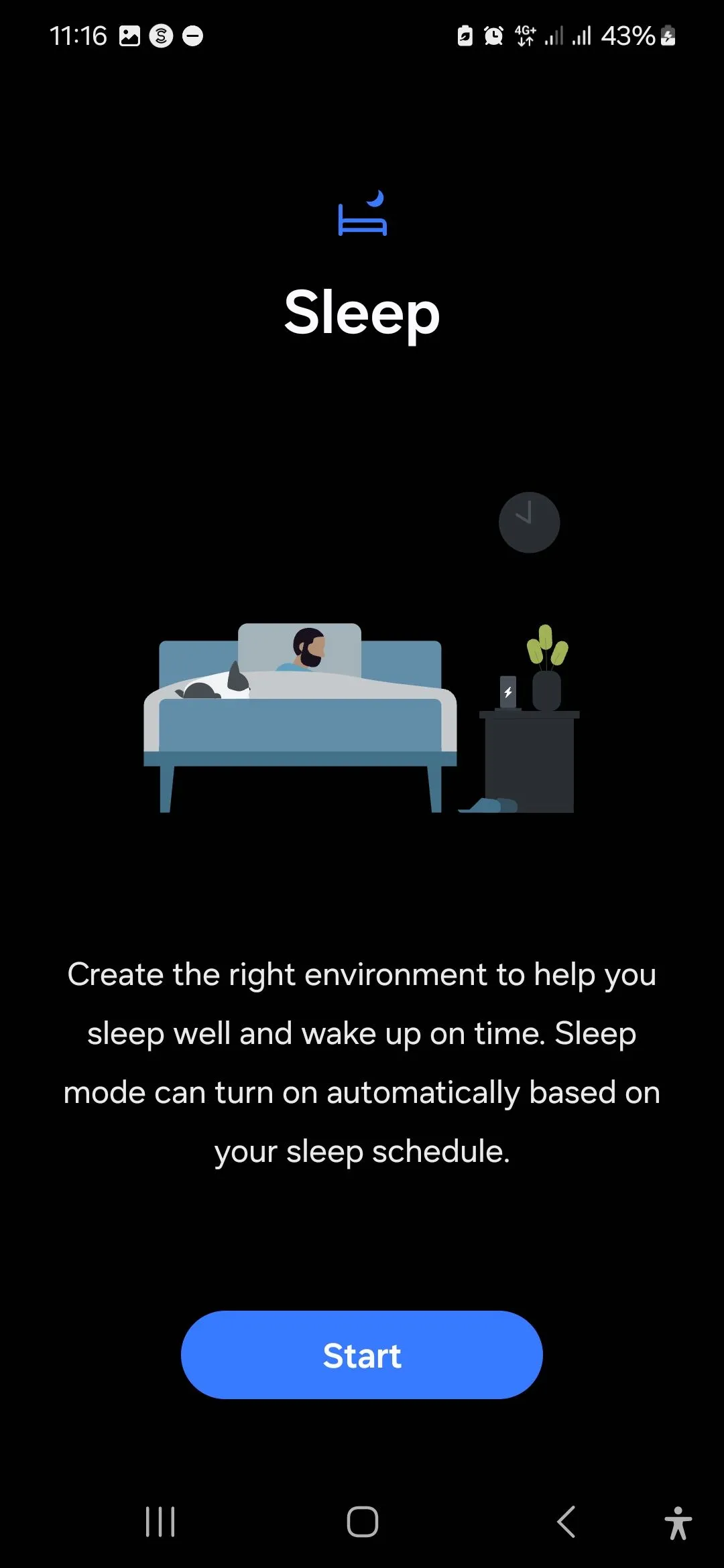 Giao diện cài đặt chi tiết Chế độ Ngủ (Sleep Mode) trong ứng dụng Samsung Modes & Routines