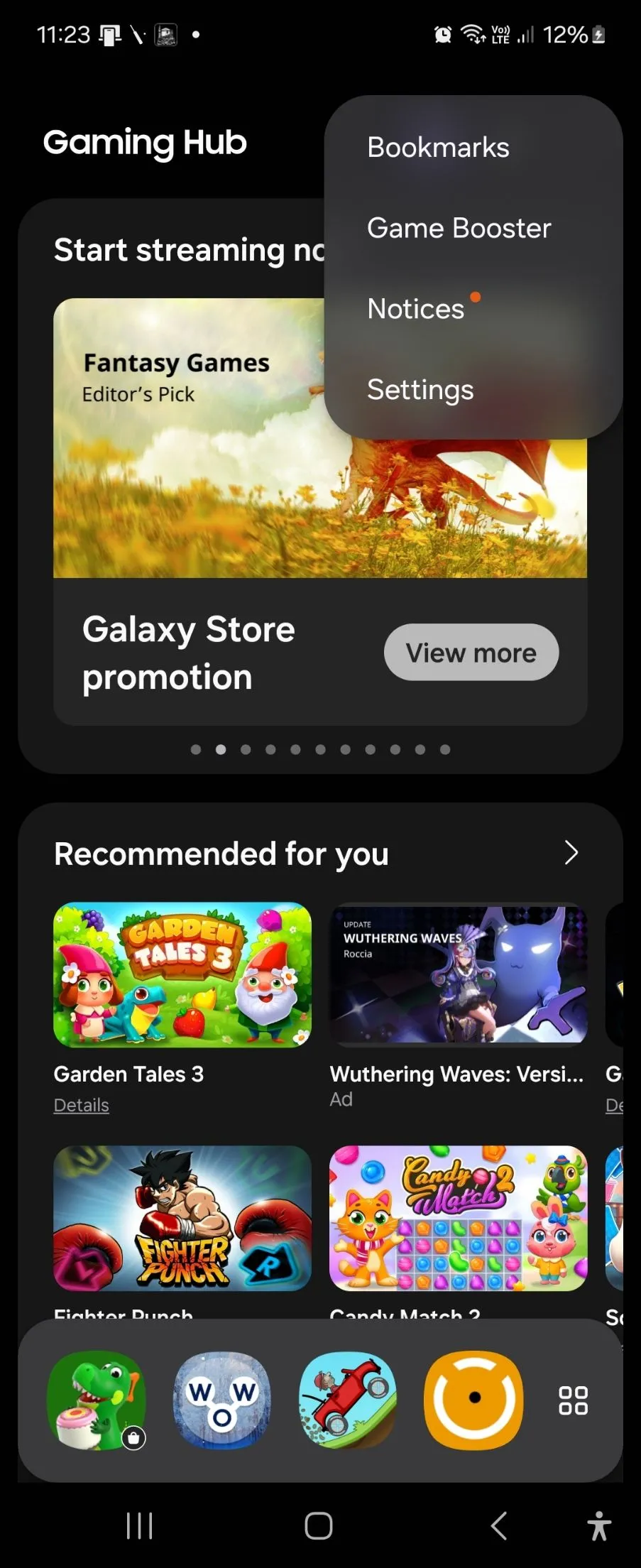 Giao diện cài đặt Game Booster trên Samsung Galaxy Z Flip 6 với tùy chọn Pause USB PD charging