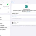 Giao diện cài đặt tính năng sao lưu tự động iCloud trên iPad