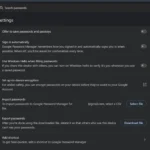 Giao diện cài đặt Trình quản lý mật khẩu của Google Chrome, nơi bạn có thể tắt tính năng lưu mật khẩu và tự động đăng nhập.