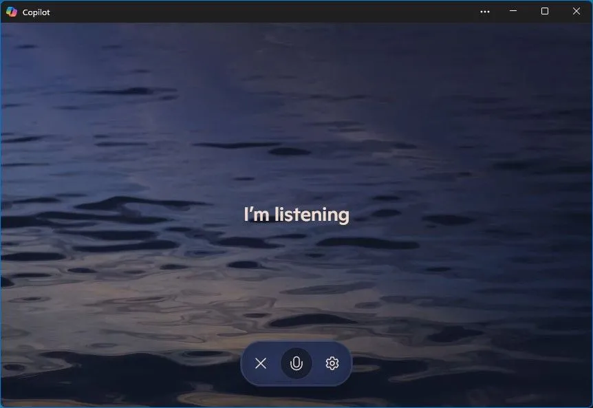 Giao diện chế độ giọng nói của ứng dụng Copilot trên Windows 11