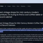Giao diện chế độ tìm kiếm AI của Google hiển thị kết quả tổng hợp chi tiết