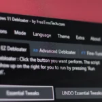 Giao diện chính của công cụ Windows 11 Debloater hiển thị các tùy chọn tối ưu hóa hệ thống