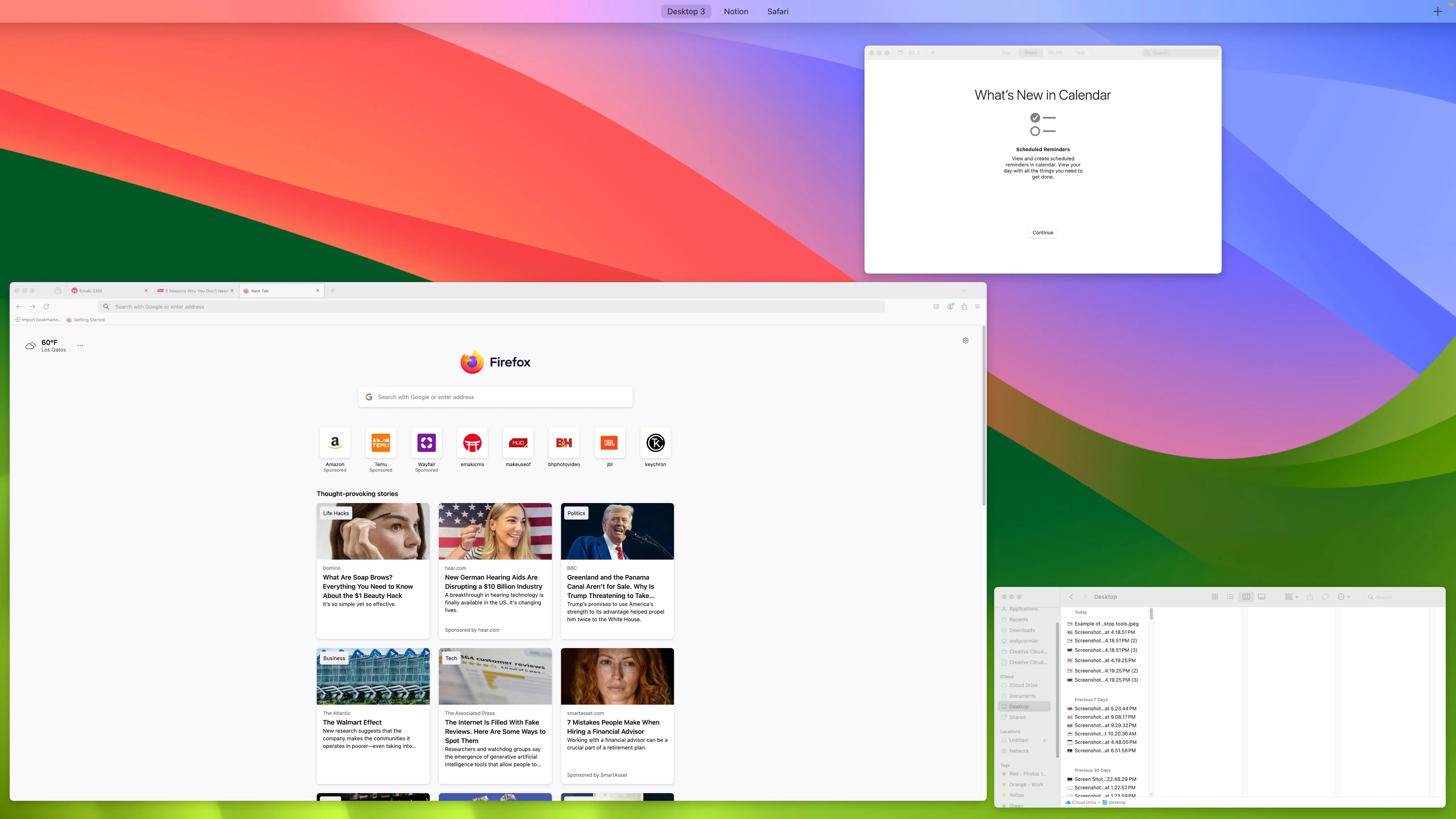 Giao diện công cụ màn hình ảo (Virtual Desktops) trên macOS với các không gian làm việc khác nhau