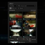 Giao diện công cụ tìm kiếm thông minh AI trong Adobe Premiere Pro, minh họa khả năng tìm kiếm video bằng từ khóa và metadata.