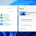 Giao diện Control Panel và ứng dụng Settings của Windows 11 hiển thị cạnh nhau