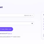 Giao diện đăng ký tài khoản Proton Mail, nhấn mạnh khả năng bảo mật email và quyền riêng tư