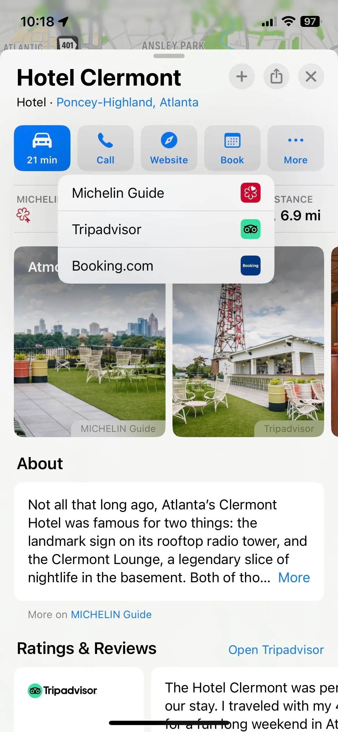Giao diện đặt phòng khách sạn đạt chuẩn Michelin Key trực tiếp qua Apple Maps và Michelin Guide.