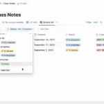 Giao diện database phức tạp của Notion với các bài giảng khóa học đại học