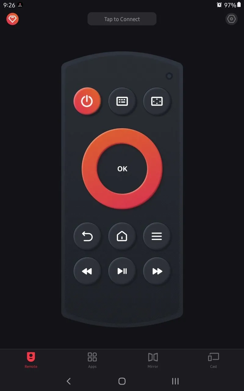 Giao diện điều khiển của ứng dụng Amazon Fire TV Remote