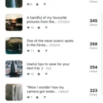 Giao diện Edits hiển thị danh sách Reels Instagram của người dùng