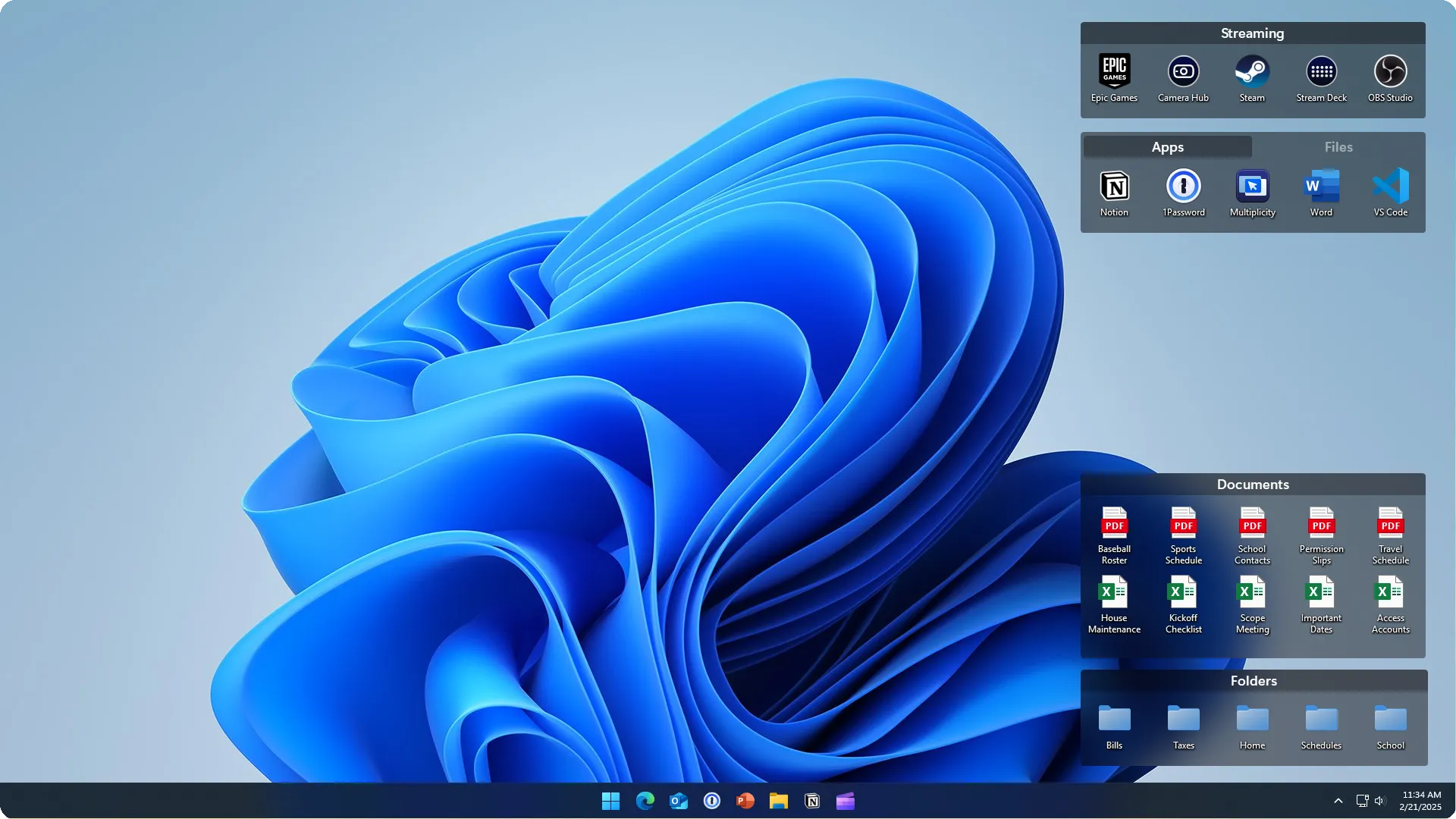 Giao diện Fences giúp sắp xếp các biểu tượng và thư mục trên màn hình nền Windows 11