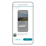 Giao diện Google Maps hiển thị tính năng "Review Screenshots" của Gemini giúp người dùng xem lại và lưu các ảnh chụp màn hình chứa địa điểm du lịch vào danh sách đã lưu.