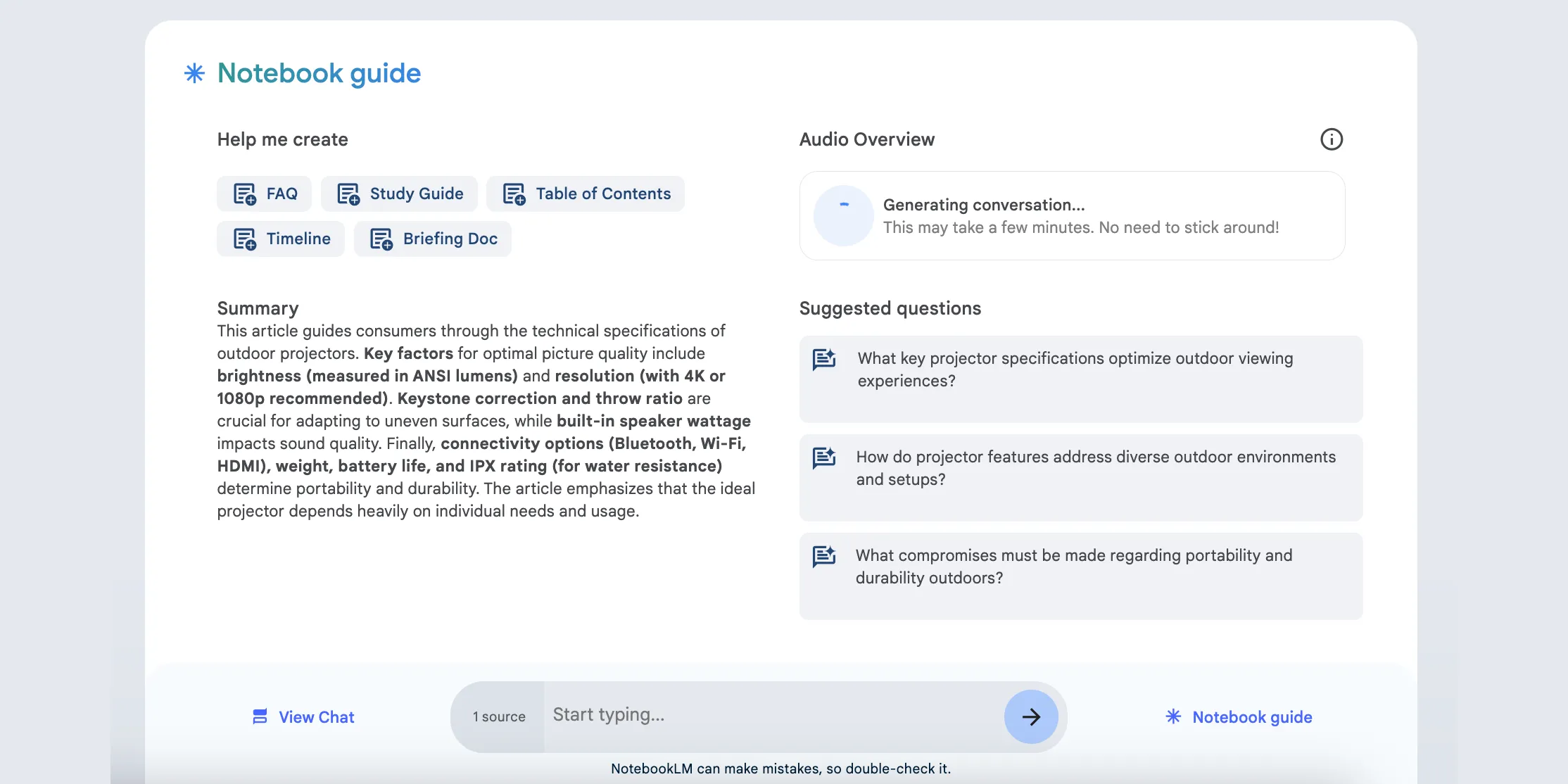Giao diện Google NotebookLM hiển thị quá trình tạo podcast AI Audio Overview