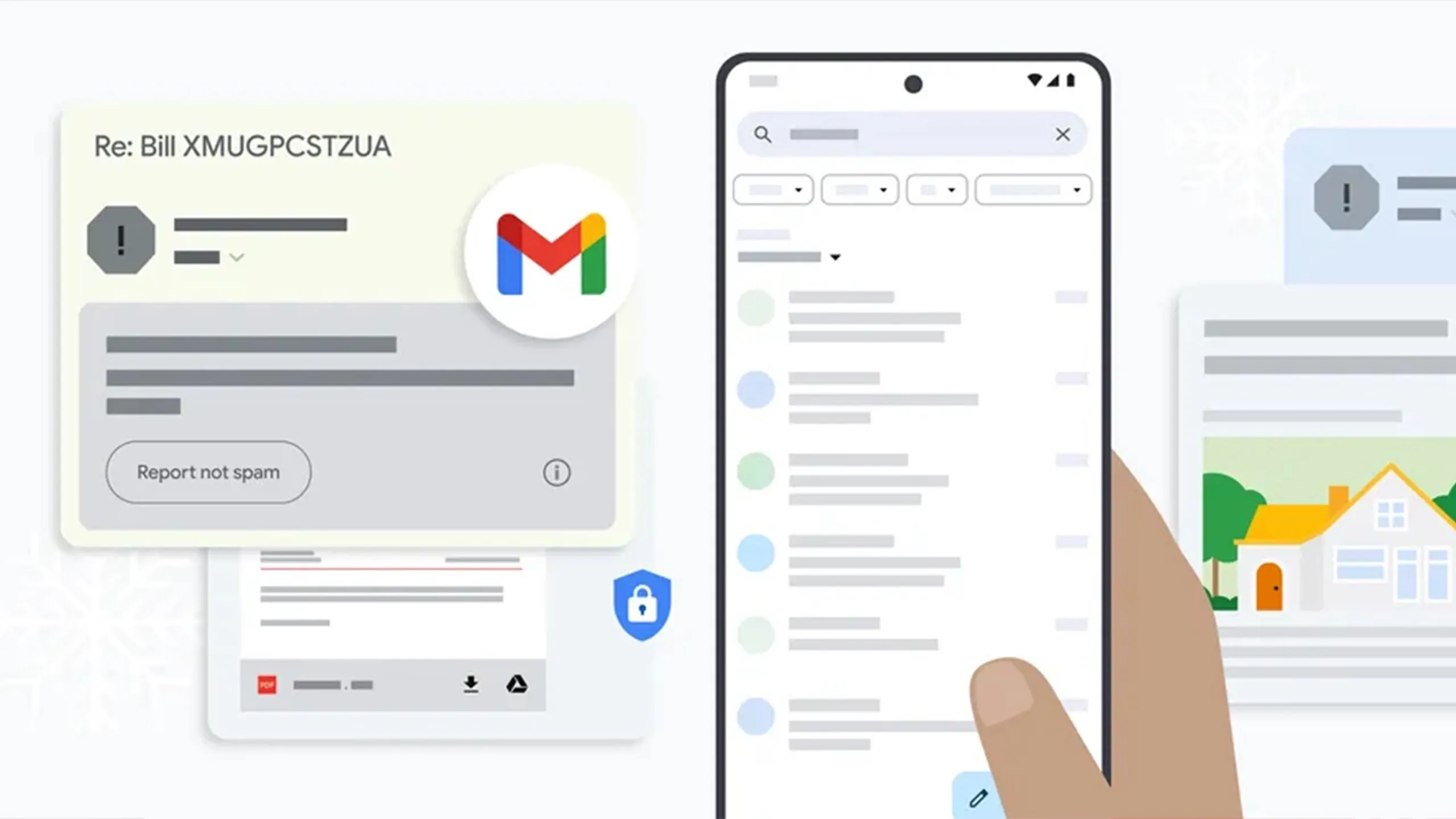 Giao diện hộp thư Gmail với email lừa đảo tiềm ẩn và cảnh báo thư rác từ Google