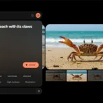 Giao diện ImageFX với hình ảnh con cua trên bãi biển minh họa khả năng tạo ảnh AI thực tế
