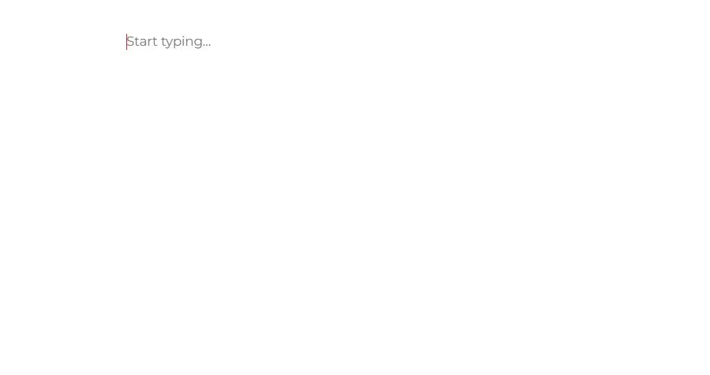Giao diện khởi động của The Most Dangerous Writing App với vùng viết trống và con trỏ nhấp nháy.