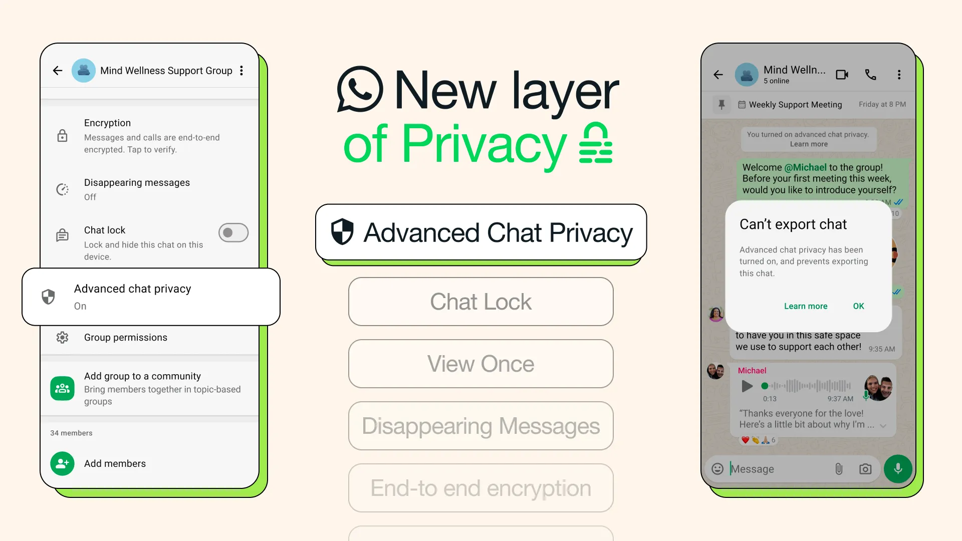 Giao diện kích hoạt tính năng Bảo mật trò chuyện nâng cao (Advanced Chat Privacy) trên WhatsApp
