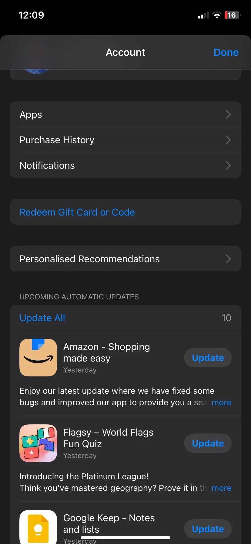 Giao diện kiểm tra cập nhật ứng dụng trong App Store trên iOS