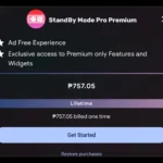 Giao diện màn hình mua bản Premium trọn đời của ứng dụng StandBy Mode Pro trên Android, hiển thị tùy chọn nâng cấp trọn gói.