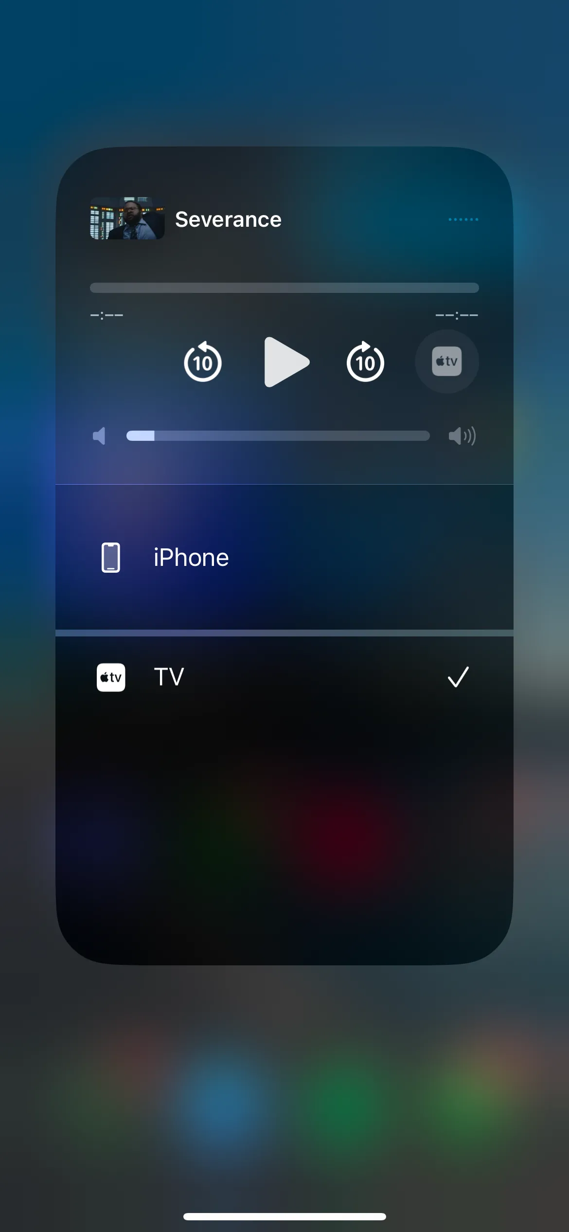 Giao diện menu AirPlay trên iOS, cho phép truyền phát nội dung từ iPhone sang Apple TV