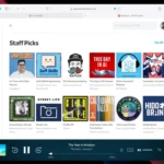Giao diện người dùng của trình phát Pocket Casts trên nền tảng web, hiển thị podcast và các tùy chọn điều khiển.