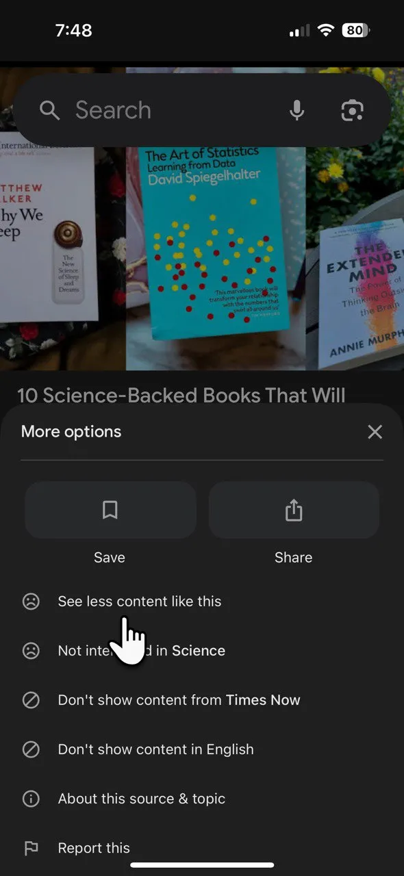 Giao diện nguồn cấp dữ liệu Google Discover đã được cá nhân hóa