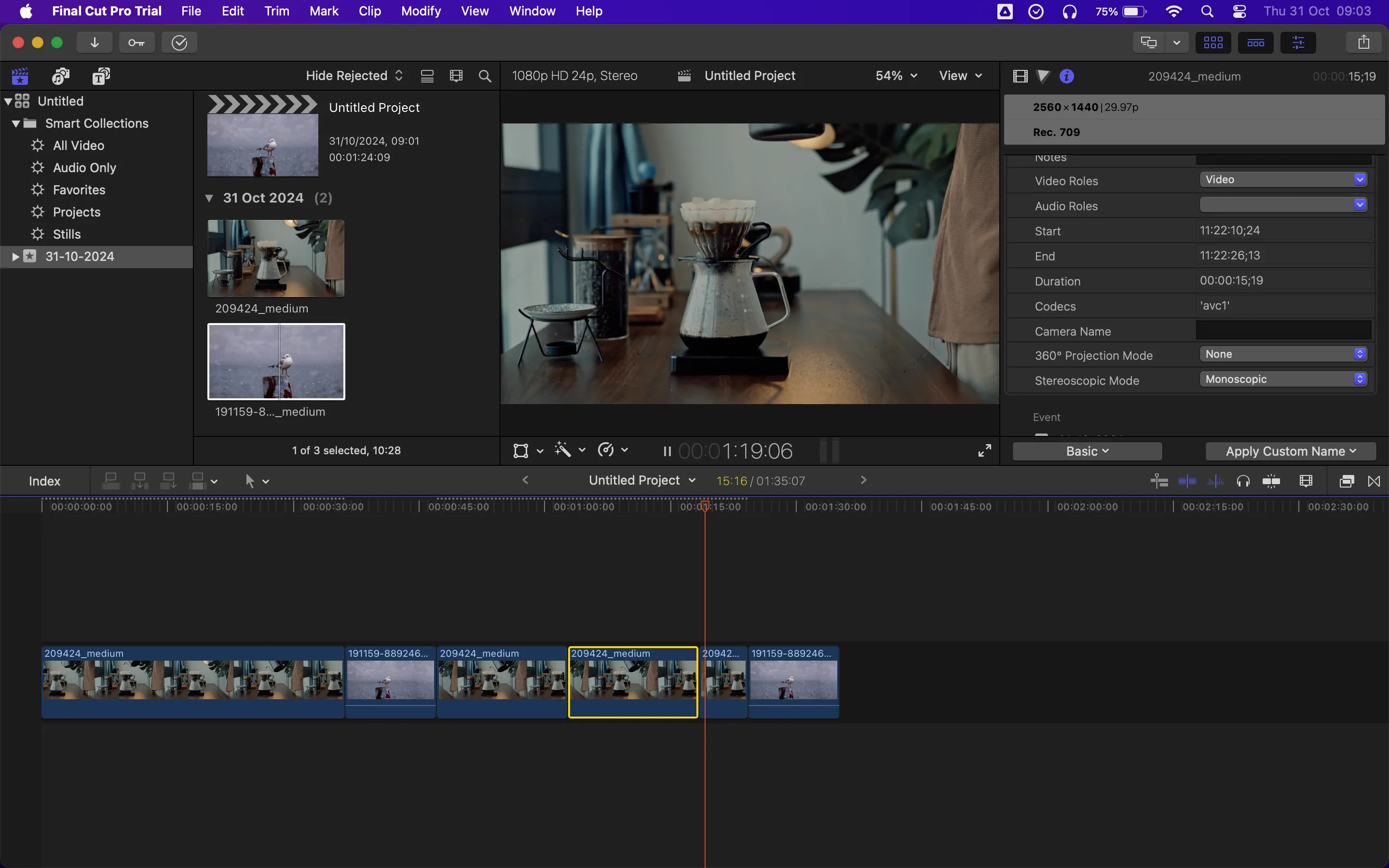 Giao diện phần mềm Final Cut Pro trên máy Mac với các track video và công cụ chỉnh sửa, thể hiện khả năng biên tập video chuyên nghiệp.