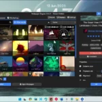 Giao diện phần mềm Wallpaper Engine đang chạy trên Windows 11 với hình nền động ấn tượng