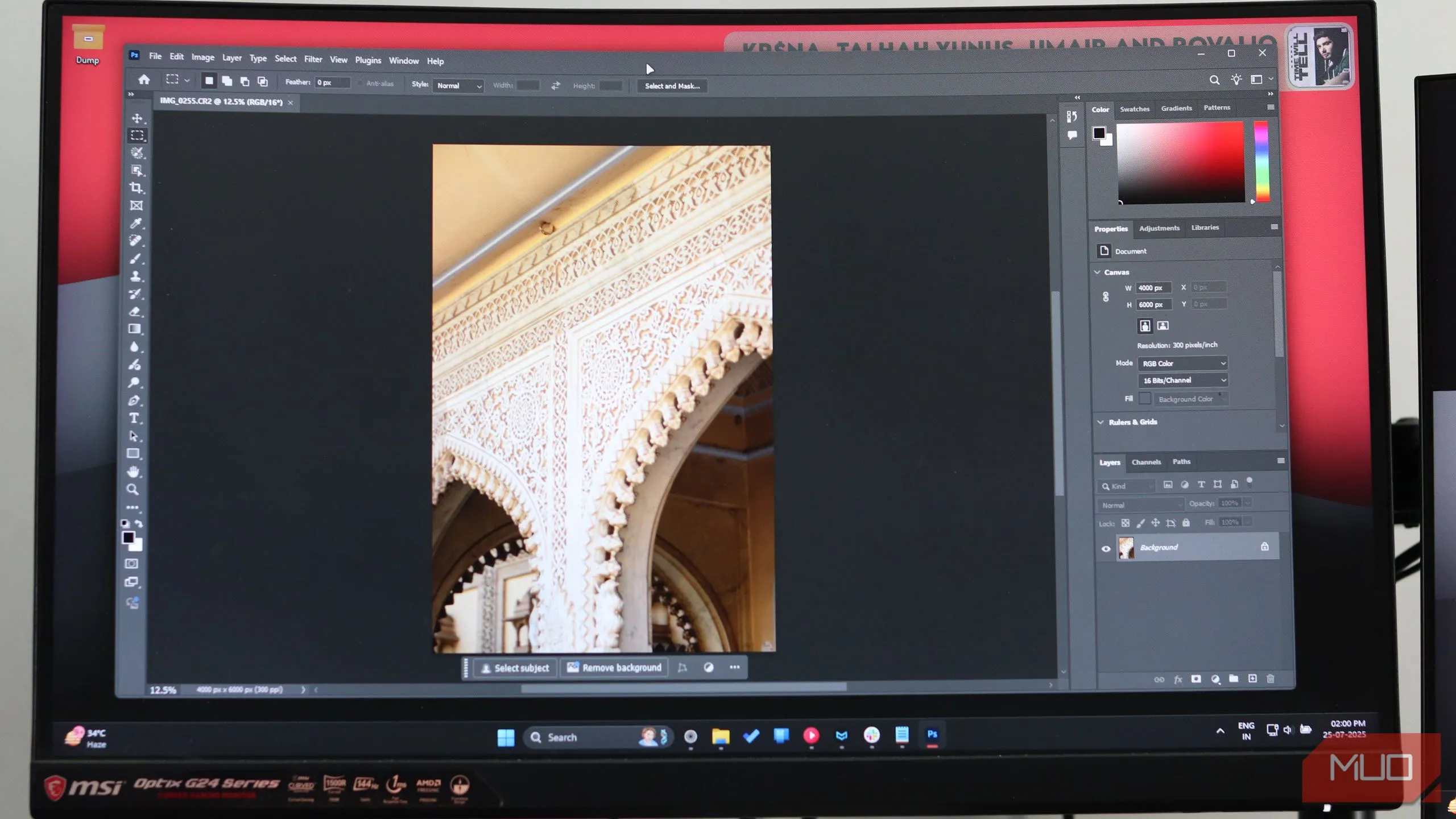 Giao diện Photoshop 2025 trên hệ điều hành Windows 11 hiển thị các công cụ chỉnh sửa ảnh