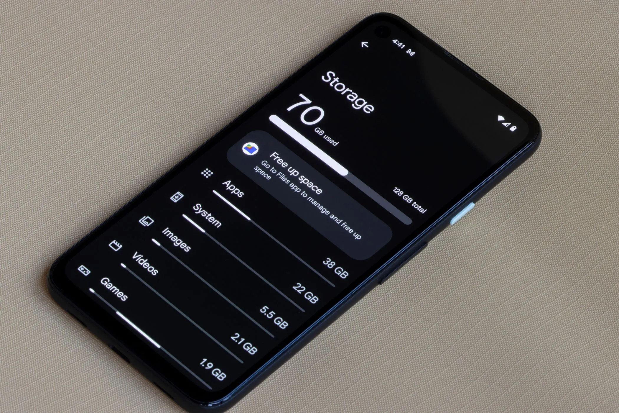 Giao diện quản lý bộ nhớ trên điện thoại Android