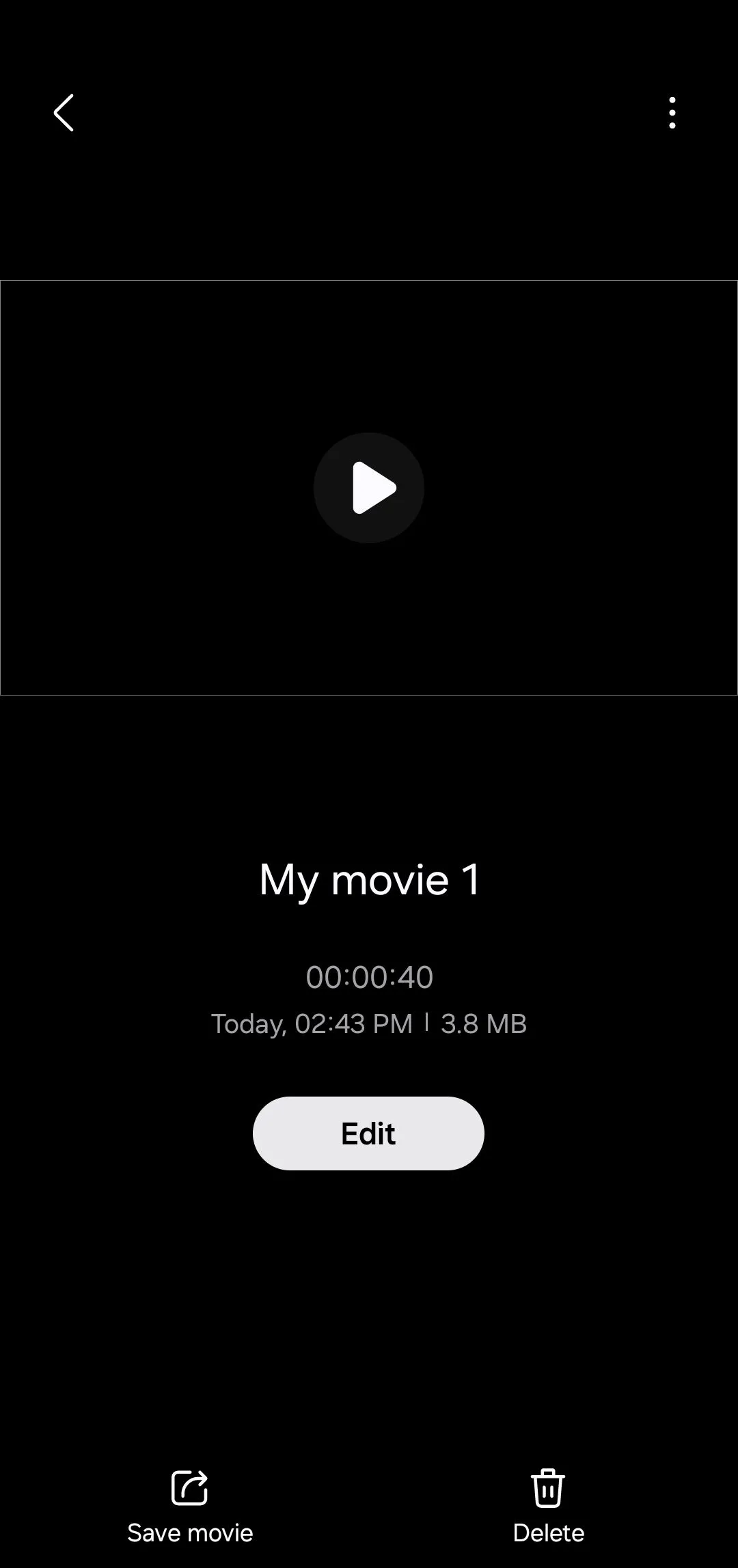 Giao diện quản lý dự án video của ứng dụng Samsung Studio trên điện thoại Galaxy