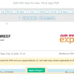 Giao diện Sejda Web Editor hiển thị các công cụ chỉnh sửa PDF và tính năng phát hiện font tự động
