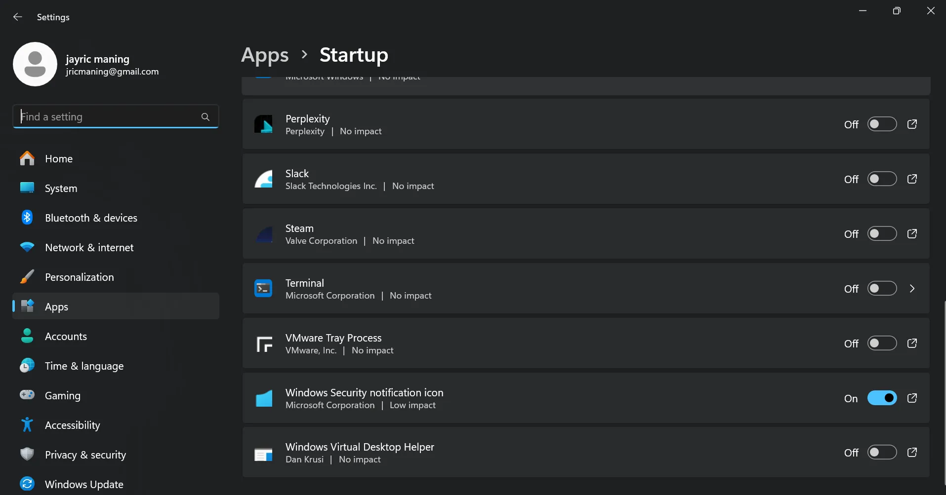 Giao diện Task Manager hiển thị các ứng dụng khởi động có tác động cao đến tài nguyên hệ thống