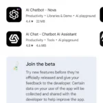 Giao diện tham gia chương trình beta của ChatGPT trên Google Play Store