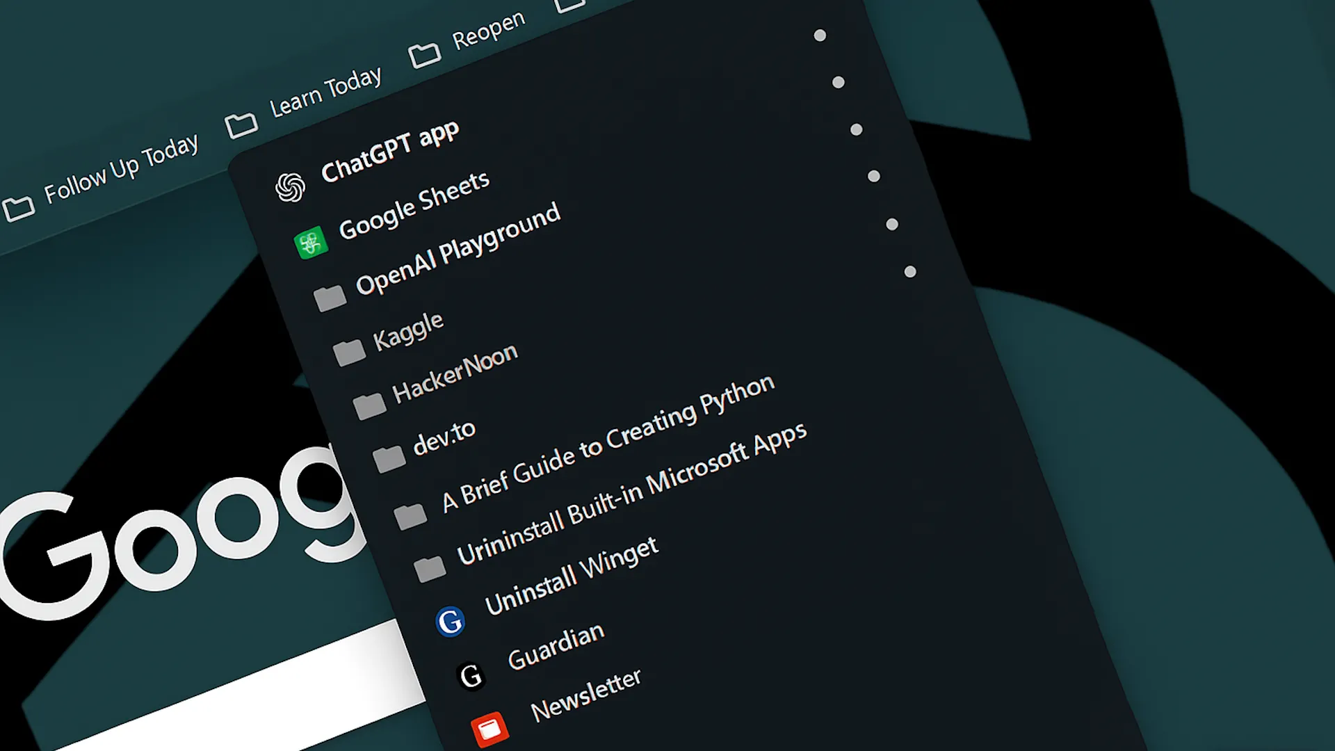 Giao diện thanh đánh dấu trang (bookmark) trong Google Chrome giúp truy cập nhanh các website yêu thích