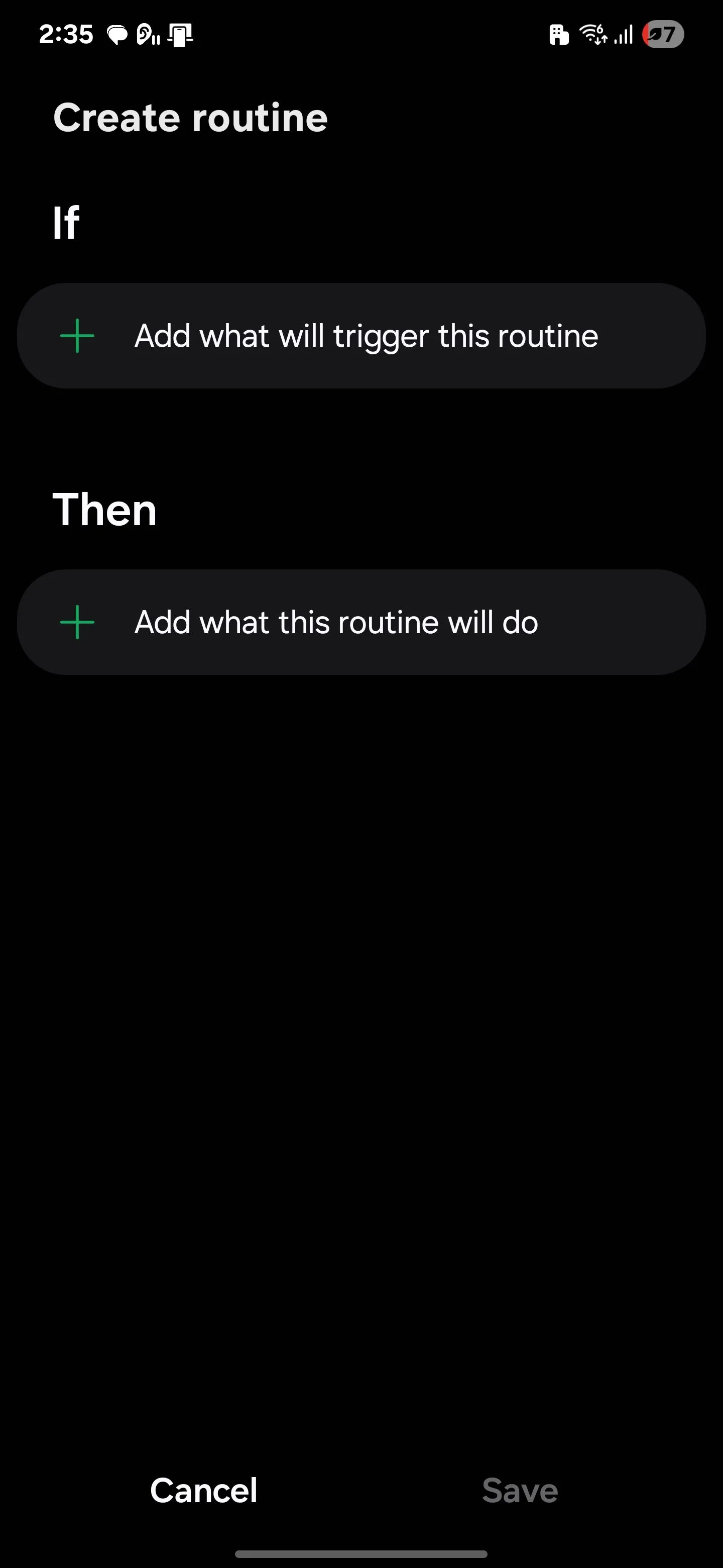 Giao diện 'Thêm quy trình' trong mục Modes and Routines của điện thoại Samsung