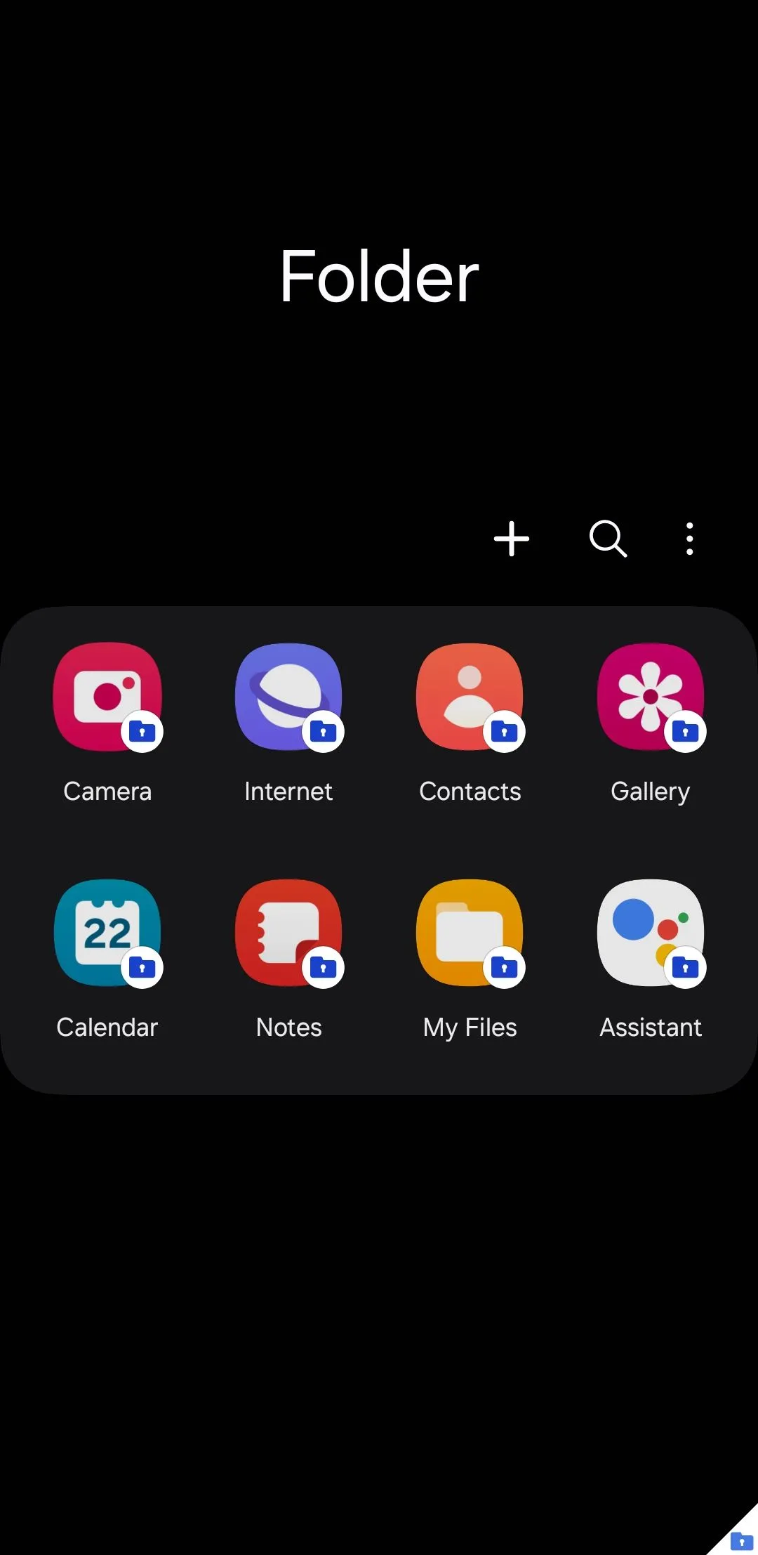Giao diện Thư mục Bảo mật Secure Folder trên Samsung Galaxy, biểu tượng khóa an toàn