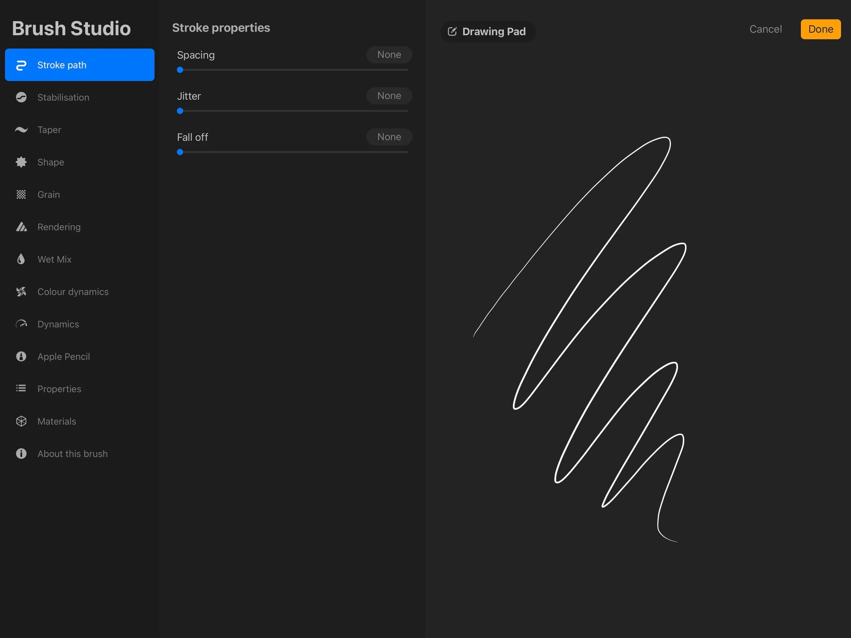 Giao diện thư viện cọ vẽ và bảng màu tùy chỉnh trong Procreate