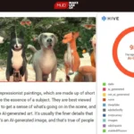 Giao diện tiện ích Hive AI Detector hiển thị phần trăm khả năng hình ảnh được tạo bởi AI trong trình duyệt Chrome.