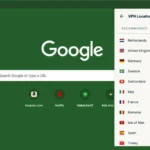 Giao diện tiện ích mở rộng VPN trên trình duyệt web, minh họa khả năng bảo mật.