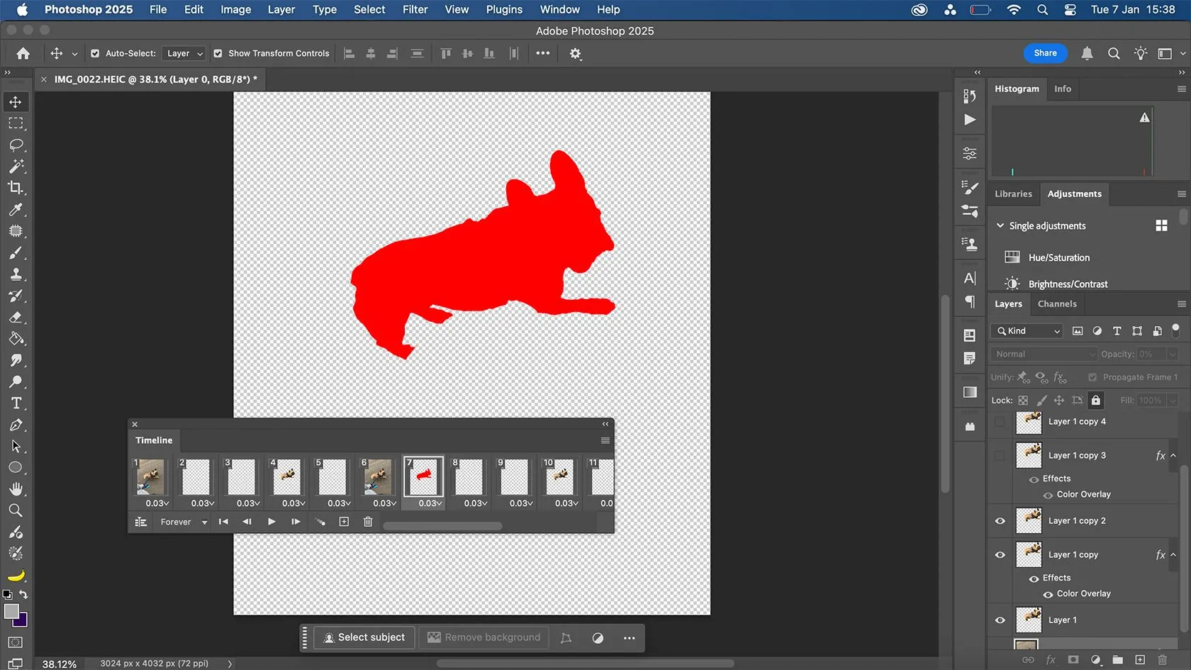 Giao diện timeline hoạt hình trong Photoshop