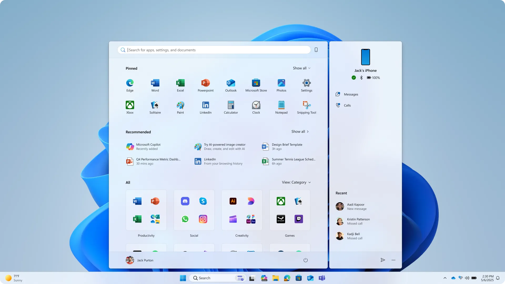 Giao diện tổng quan Start Menu Windows 11 đã được tùy chỉnh