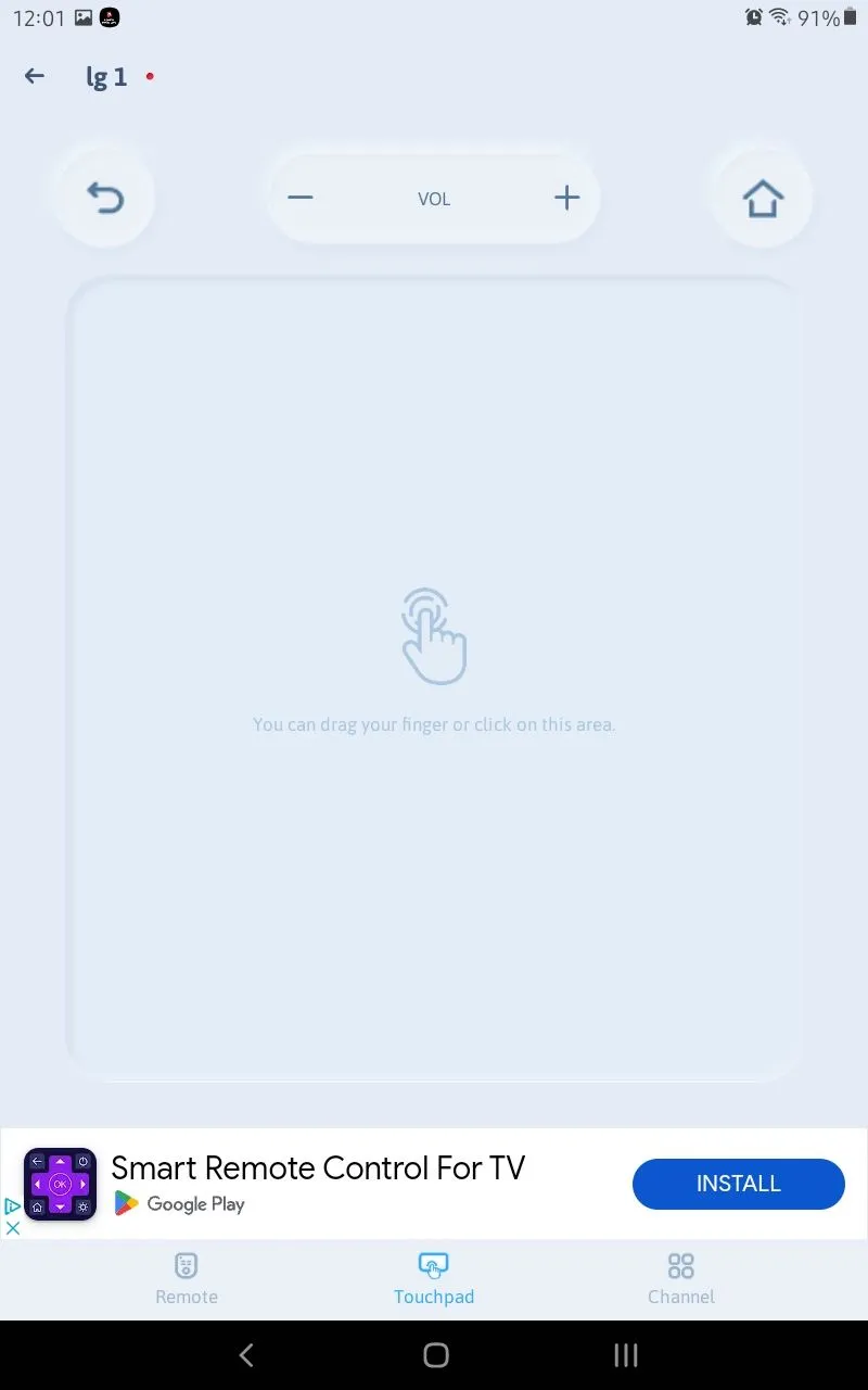 Giao diện touchpad của ứng dụng điều khiển TV đa năng Vsray Technology